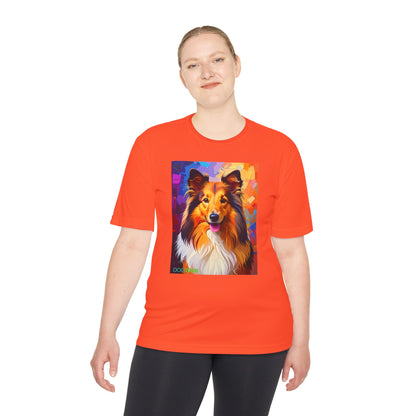 Pup Art Canvas Unisex Moisture Wicking Tee (Shetland Sheepdog (Sheltie))
