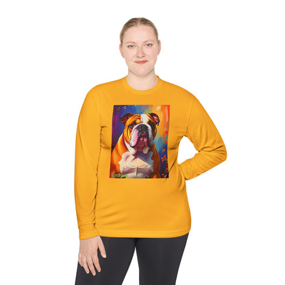 Pup Art Canvas Sport Long Sleeve Tee (English Bulldog)
