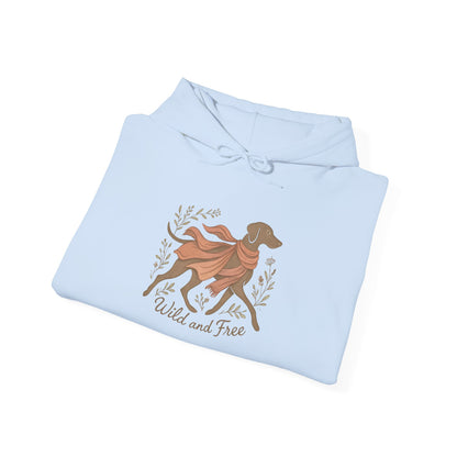 Dogtown Boho Revival "Wild and Free" Unisex Heavy Blend™ Hooded Sweatshirt (Weimaraner)