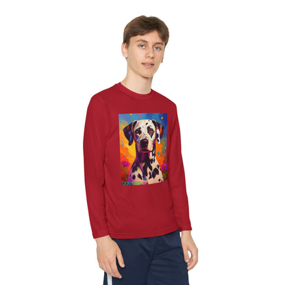 Pup Art Canvas - Kid's Sport Long Sleeve Tee (Dalmatian)