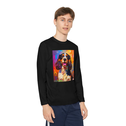 Pup Art Canvas - Kid's Sport Long Sleeve Tee (English Springer Spaniel)