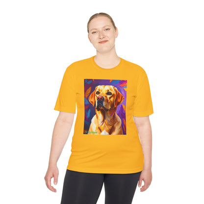 Pup Art Canvas Unisex Moisture Wicking Tee (Yellow Lab)