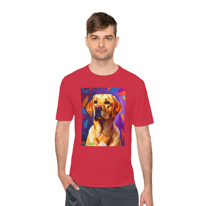 Pup Art Canvas Unisex Moisture Wicking Tee (Yellow Lab)