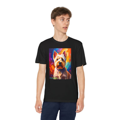 Pup Art Canvas - Kid's Sport Short Sleeve Tee (West Highland White Terrier)