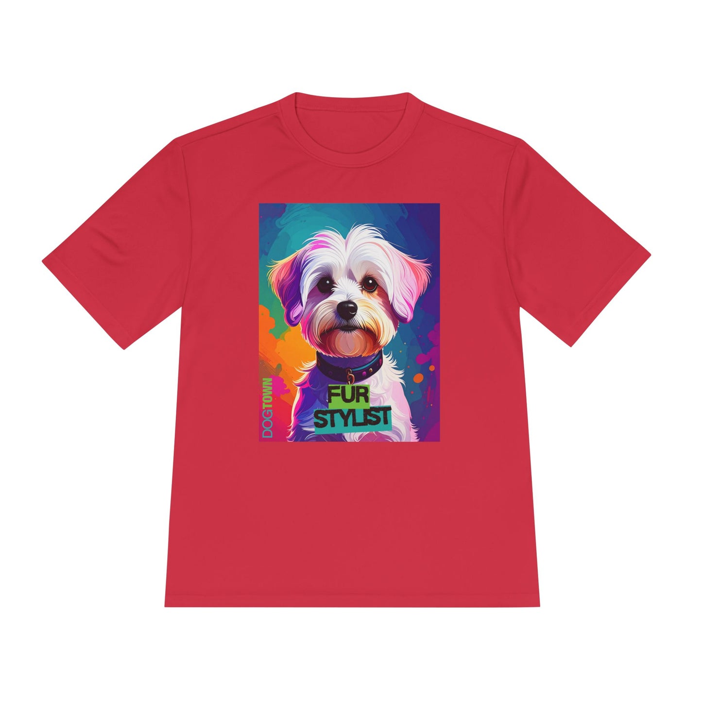 Dogtown Fur Stylist Groomer Shirt (Colorful with White Poodle)