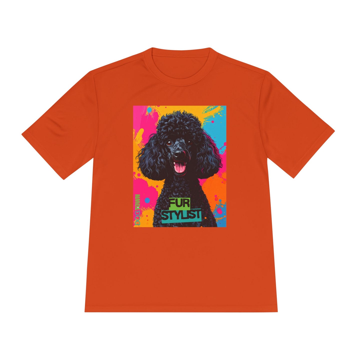 Dogtown Fur Stylist Groomer Short Sleeve Shirt (Colorful with Black Poodle)