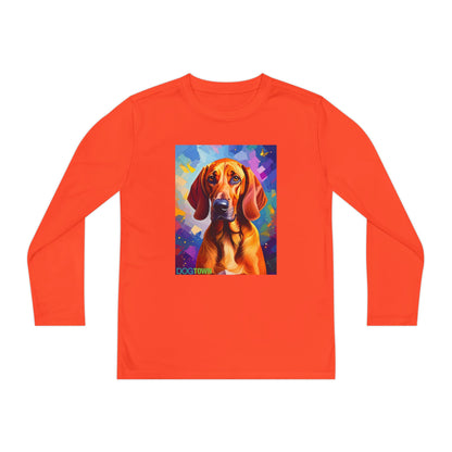 Pup Art Canvas - Kid's Sport Long Sleeve Tee (Redbone Coonhound)