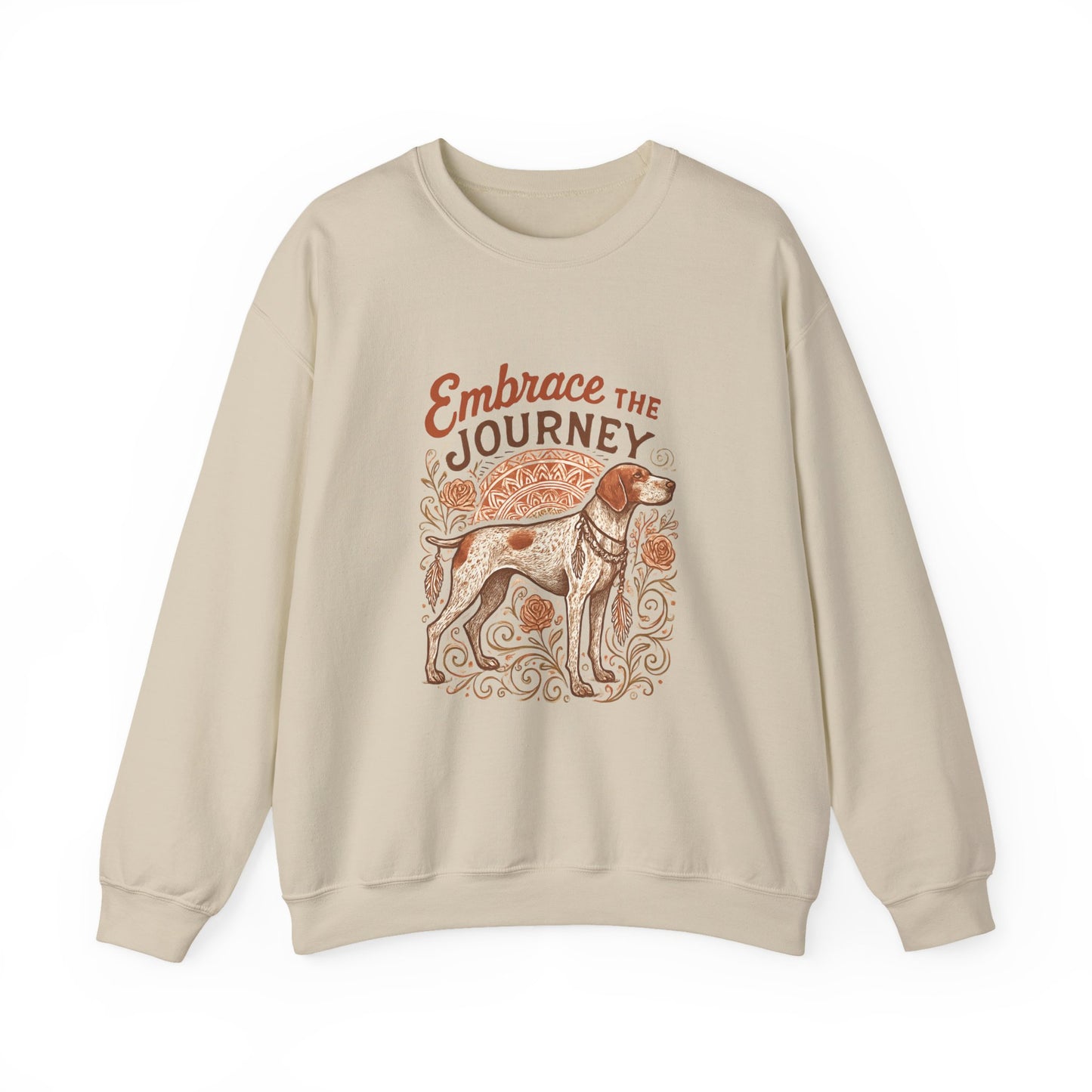 Dogtown Boho Revival "Embrace the Journey" Unisex Heavy Blend™ Crewneck Sweatshirt (German Shorthaired Pointer)