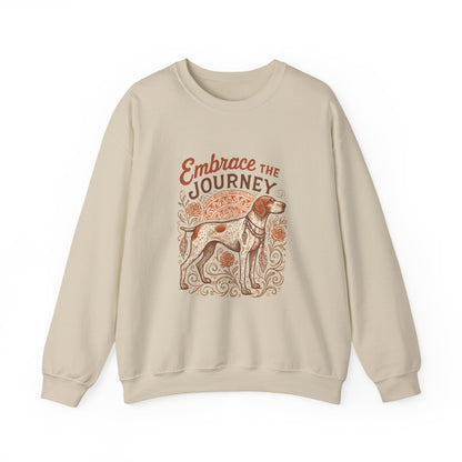 Dogtown Boho Revival "Embrace the Journey" Unisex Heavy Blend™ Crewneck Sweatshirt (German Shorthaired Pointer)