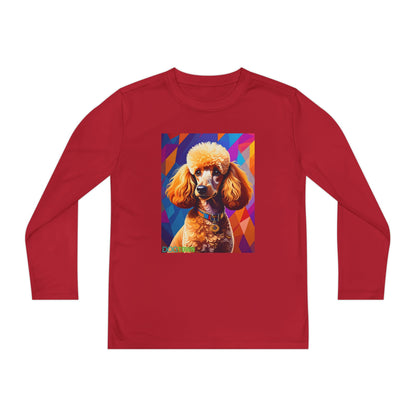 Pup Art Canvas - Kid's Sport Long Sleeve Tee (Toy Poodle)