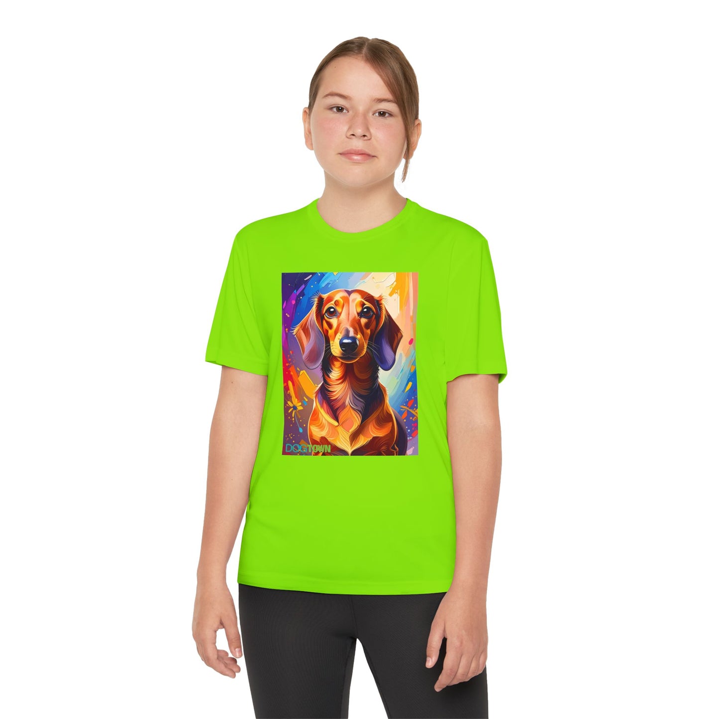 Pup Art Canvas - Kid's Sport Short Sleeve Tee (Dachshund)
