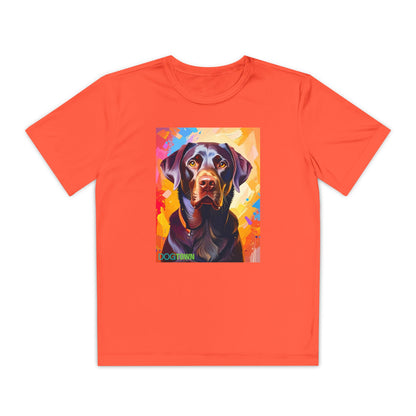 Pup Art Canvas - Kid's Sport Short Sleeve Tee (Chocolate Lab)