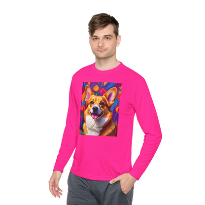 Pup Art Canvas Sport Long Sleeve Tee (Corgi)