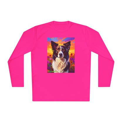 Pup Art Canvas Sport Long Sleeve Tee (Border Collie)