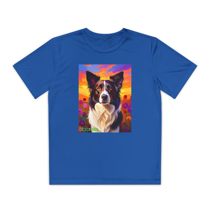 Pup Art Canvas - Kid's Sport Short Sleeve Tee (Border Collie)