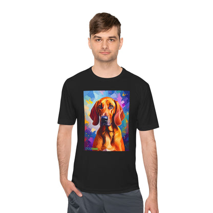 Pup Art Canvas Unisex Moisture Wicking Tee (Redbone Coonhound)