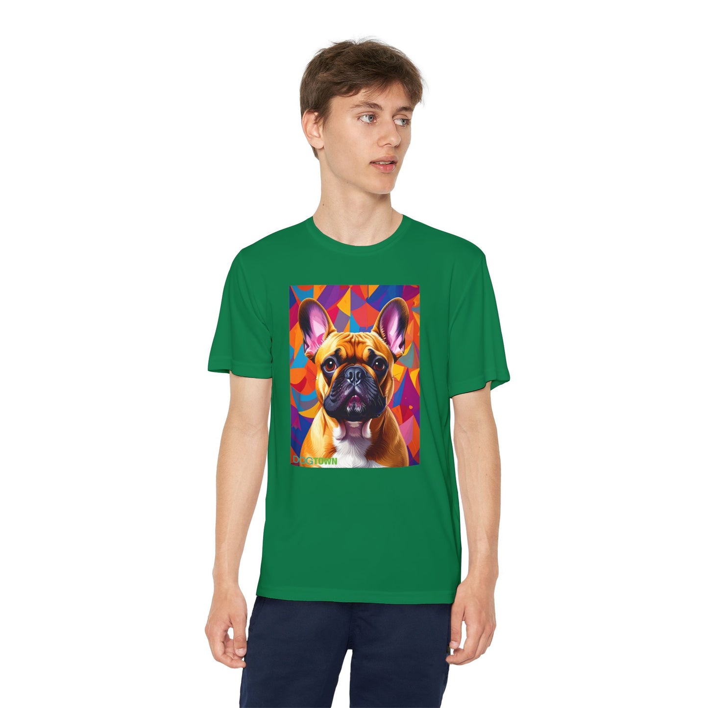 Pup Art Canvas - Kid's Sport Short Sleeve Tee (French Bulldog)