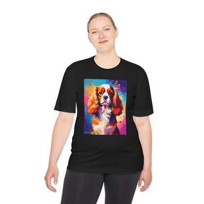 Pup Art Canvas Unisex Moisture Wicking Tee (Cavalier King Charles Spaniel)
