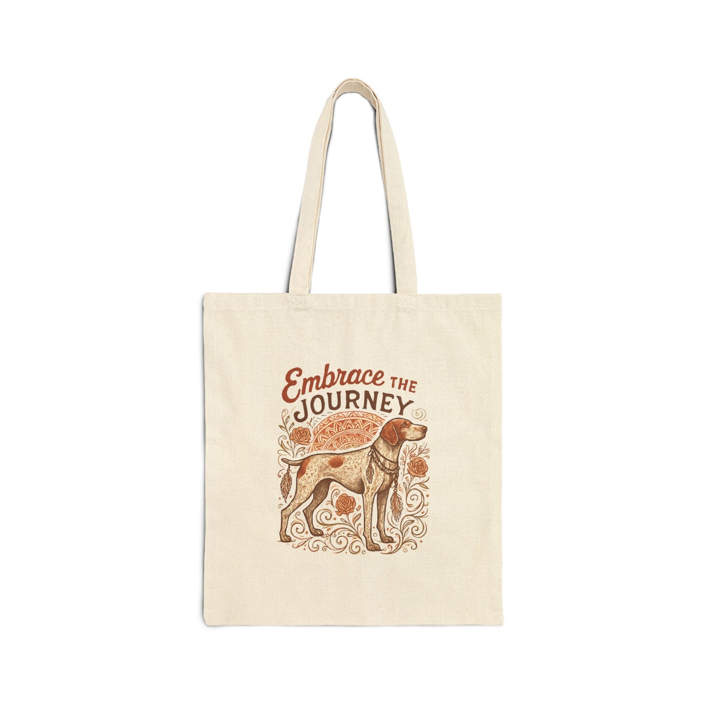 Dogtown Boho Revival "Embrace the Journey" Cotton Canvas Tote Bag (German Shorthaired Pointer)