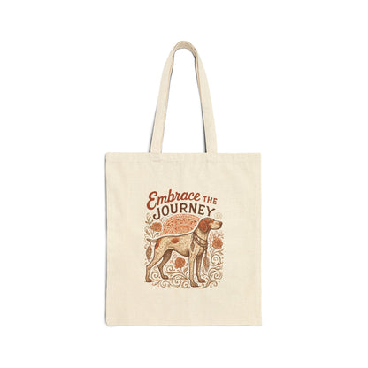 Dogtown Boho Revival "Embrace the Journey" Cotton Canvas Tote Bag (German Shorthaired Pointer)