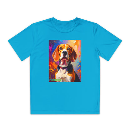 Pup Art Canvas - Kid's Sport Short Sleeve Tee (Beagle)