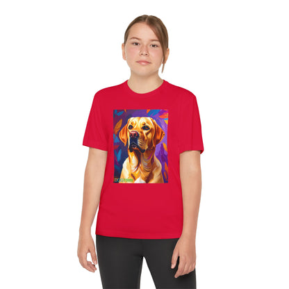 Pup Art Canvas - Kid's Sport Short Sleeve Tee (Yellow Lab)