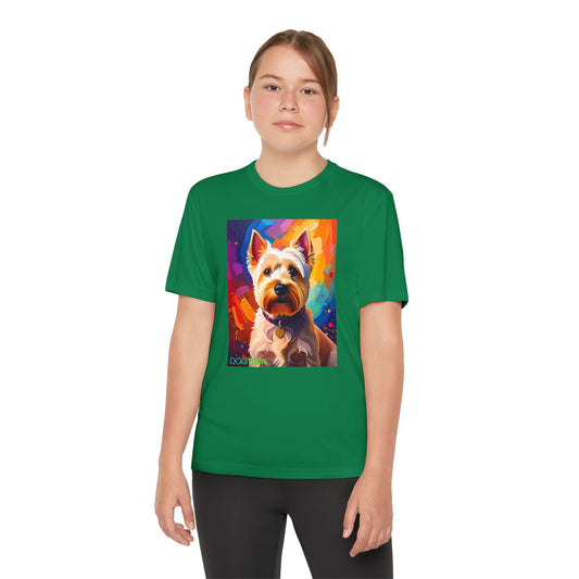 Pup Art Canvas - Kid's Sport Short Sleeve Tee (West Highland White Terrier)