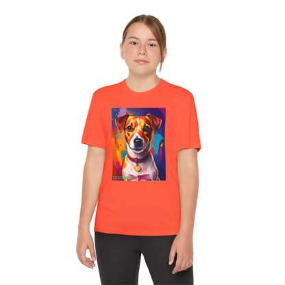 Pup Art Canvas - Kid's Sport Short Sleeve Tee (Jack Russell Terrier)