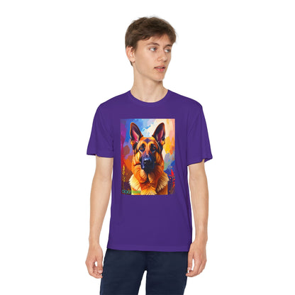 Pup Art Canvas - Kid's Sport Short Sleeve Tee (German Shepherd)
