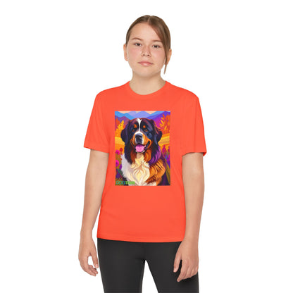 Pup Art Canvas - Kid's Sport Short Sleeve Tee (Bernese Mountain Dog)