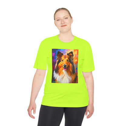 Pup Art Canvas Unisex Moisture Wicking Tee (Shetland Sheepdog (Sheltie))