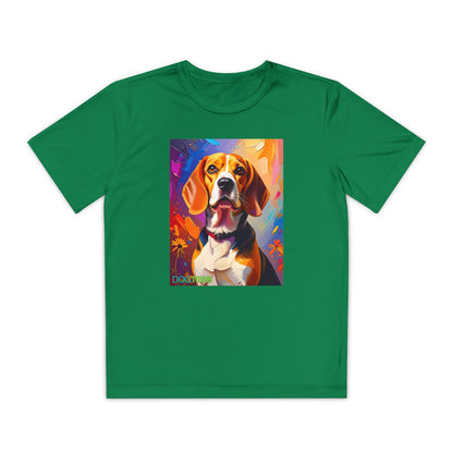 Pup Art Canvas - Kid's Sport Short Sleeve Tee (Beagle)