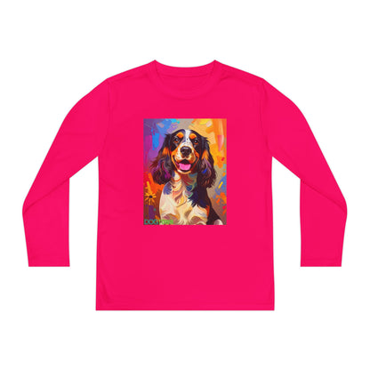 Pup Art Canvas - Kid's Sport Long Sleeve Tee (English Springer Spaniel)