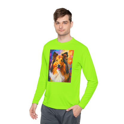 Pup Art Canvas Sport Long Sleeve Tee (Sheltie)