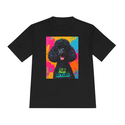 Dogtown Fur Stylist Groomer Short Sleeve Shirt (Colorful with Black Poodle)