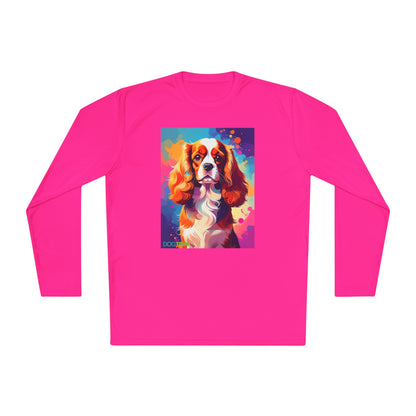 Pup Art Canvas Sport Long Sleeve Tee (Cavalier King Charles Spaniel)
