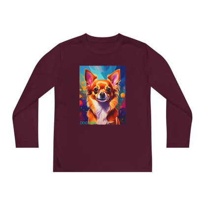 Pup Art Canvas - Kid's Sport Long Sleeve Tee (Chihuahua)