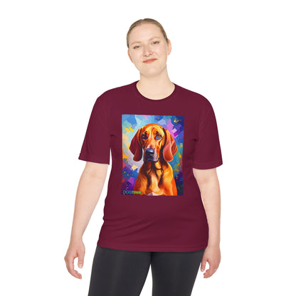 Pup Art Canvas Unisex Moisture Wicking Tee (Redbone Coonhound)