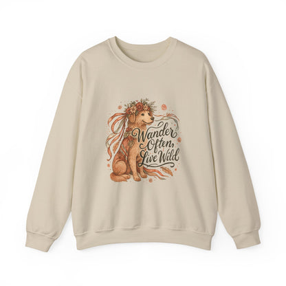 Dogtown Boho Revival Unisex Heavy Blend™ Crewneck Sweatshirt (Golden Retriever)