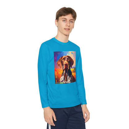 Pup Art Canvas - Kid's Sport Long Sleeve Tee (German Shorthaired Pointer)