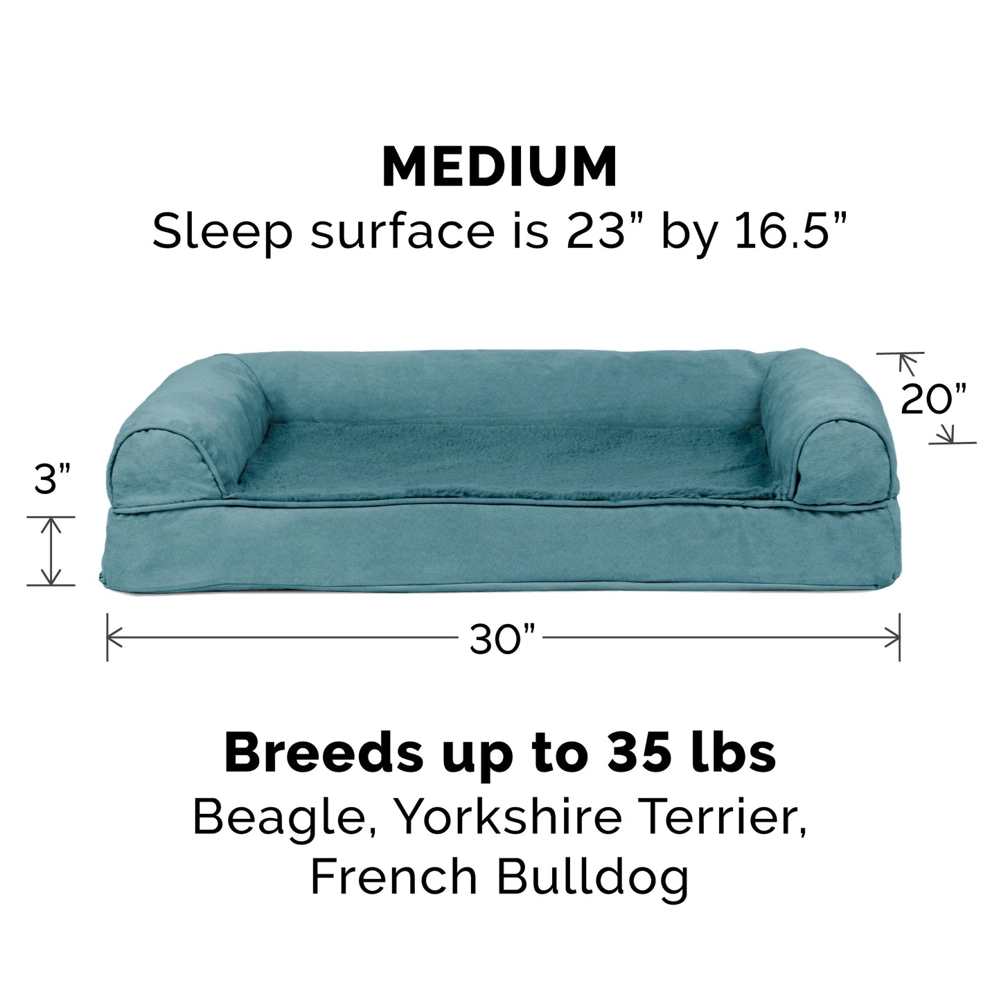Plush & Suede Orthopedic Sofa Pet Bed for Dogs & Cats - Deep Pool, Medium