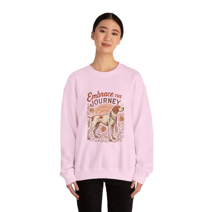 Dogtown Boho Revival "Embrace the Journey" Unisex Heavy Blend™ Crewneck Sweatshirt (German Shorthaired Pointer)