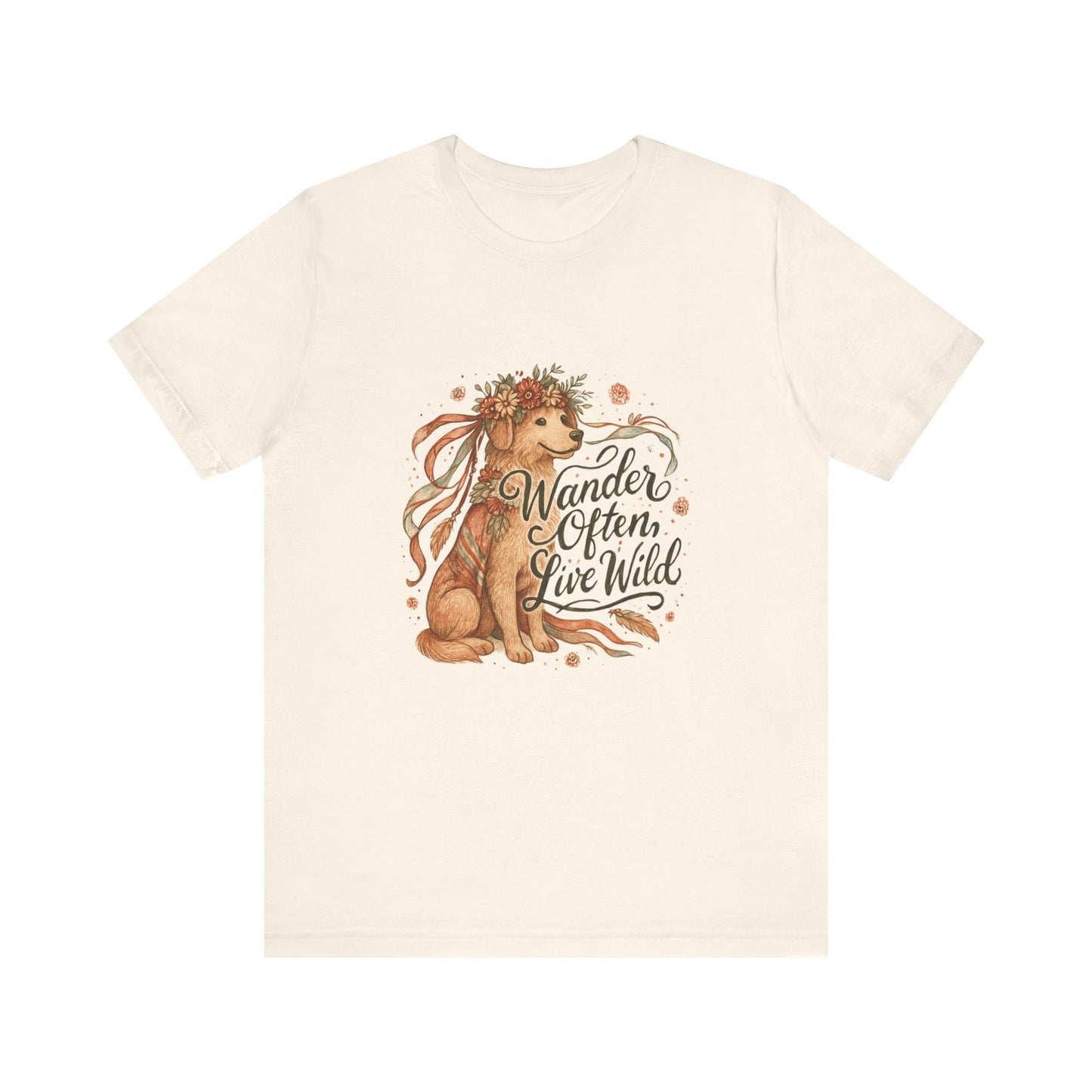 Dogtown Boho Revival "Wander Often, Live Wild" Unisex Jersey Tee (Golden Retriever)