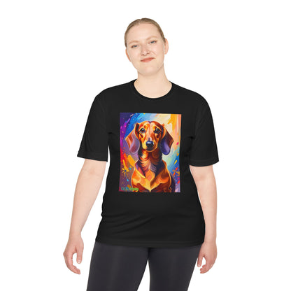 Pup Art Canvas Unisex Moisture Wicking Tee (Dachshund)