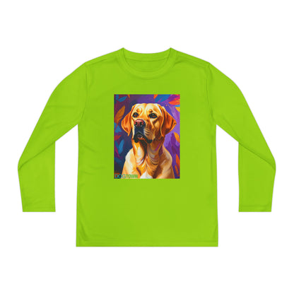 Pup Art Canvas - Kid's Sport Long Sleeve Tee (Yellow Lab)