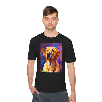 Pup Art Canvas Unisex Moisture Wicking Tee (Yellow Lab)