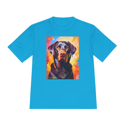 Pup Art Canvas Unisex Moisture Wicking Tee (Chocolate Lab)