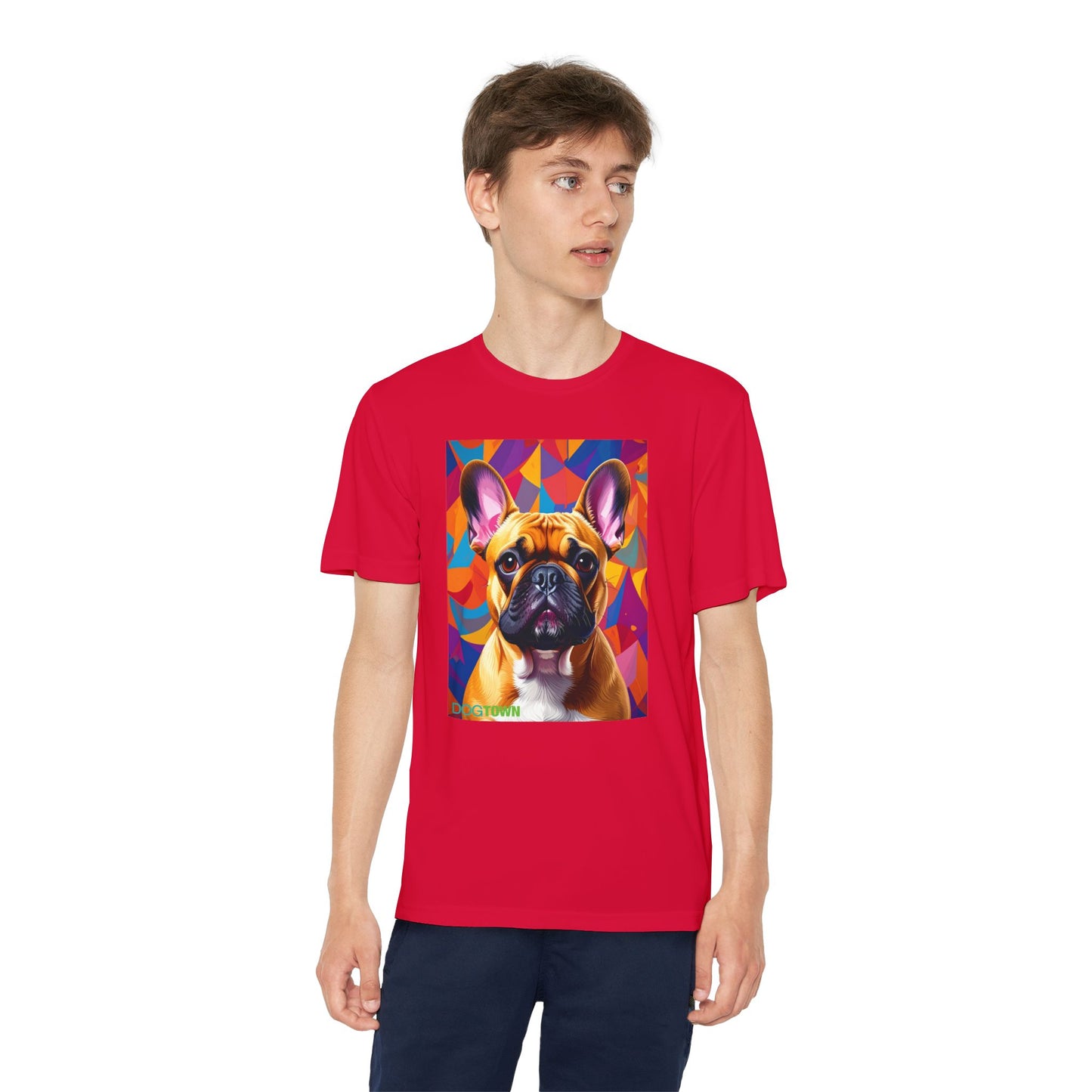 Pup Art Canvas - Kid's Sport Short Sleeve Tee (French Bulldog)