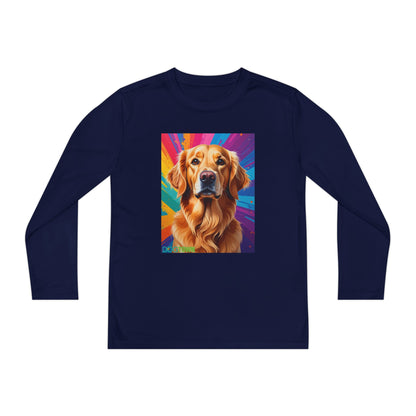 Pup Art Canvas - Kid's Sport Long Sleeve Tee (Golden Retriever)