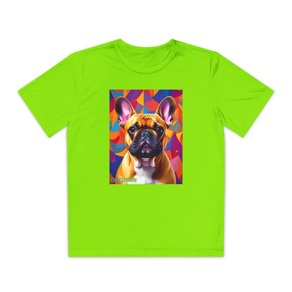 Pup Art Canvas - Kid's Sport Short Sleeve Tee (French Bulldog)